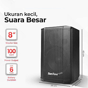 Baretone MAX08BX 8 inch 100 Watt Bluetooth TWS Portable Speaker